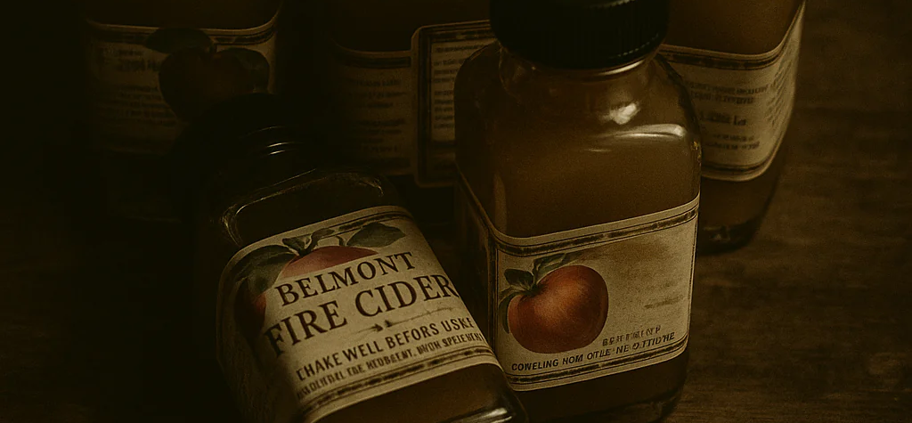 up close photo of fire cider jars