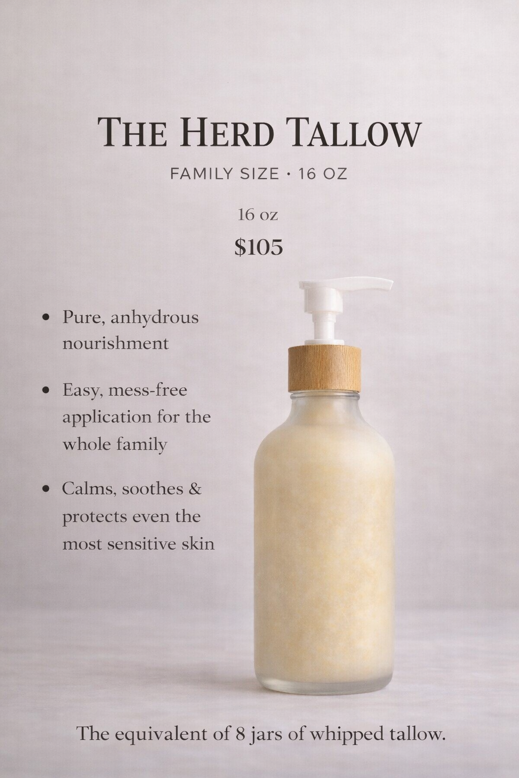 The Herd Tallow Handmade grass-fed tallow calms soothes and protects skin